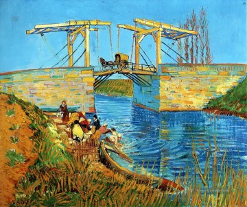  waschen - Die Brücke von Langlois bei Arles mit dem Frauen Waschen 2 Vincent van Gogh